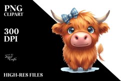Funny Expressive Highland Cow PNG Product Image 3
