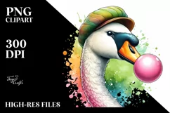 Quirky Swan Wearing Hat | Clipart Product Image 3