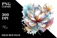 Shiny Magnolia with Golden Insertions | Clipart Product Image 1