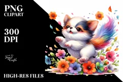 Colorful Tumbling Dog with Flower Petals | Sublimation Product Image 3