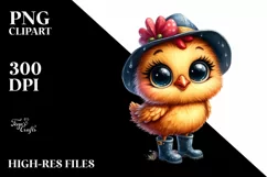 Funny Chicken in Rain Boots | Watercolor Clipart Product Image 3