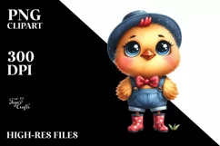 Funny Chicken in Rain Boots | Watercolor Clipart Product Image 3