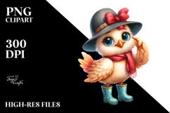 Funny Chicken in Rain Boots | Watercolor Clipart Product Image 2