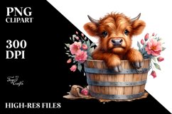Cute Baby Cow with Flowers PNG Product Image 3
