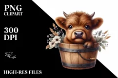 Cute Baby Cow with Flowers PNG Product Image 1