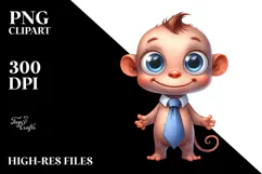 Funny Baby with Tie | Watercolor Clipart Product Image 2