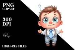 Funny Baby with Tie | Watercolor Clipart Product Image 2