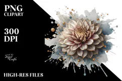 Golden Abstract Dahlia PNG Product Image 2