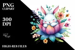 Colorful Bunny Flower Sleeping in Sublimation Clipart Product Image 1