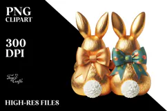 Vintage Bunnies with Bow, High-Res PNG Product Image 2