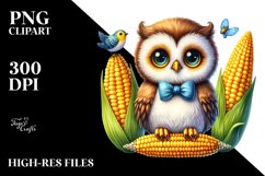Baby Owl Corn Fun Sublimation Clipart Product Image 3