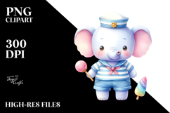 Pastel Elephant Sailor Suit | Sublimation | Clipart Product Image 2