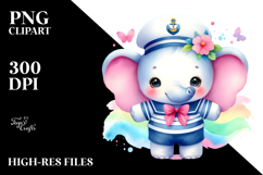 Pastel Elephant Sailor Suit | Sublimation | Clipart Product Image 2