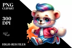 Vibrant Bear with Cool Haircut PNG Product Image 3