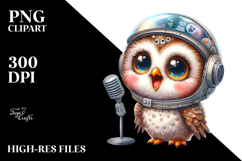 Cute Baby Owl with Astronaut Helmet PNG Product Image 2