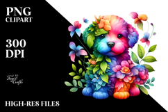 Vibrant Puppy with Flowers PNG Product Image 2