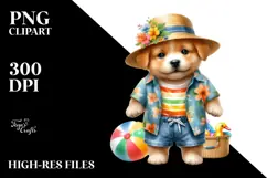 Colorful Beach Wear Puppy PNG Product Image 2