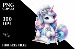 Baby Unicorn in Baker's Apron PNG Product Image 1