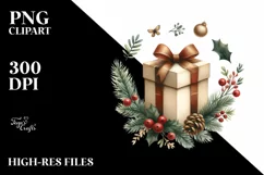 Simple Watercolor Christmass Gift PNG Product Image 1