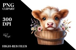 Cute Baby Cow with Flowers PNG Product Image 3