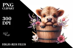 Cute Baby Cow with Flowers PNG Product Image 3