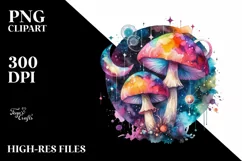 Colorful Magical Celestial Astral Mushroom | Clipart Product Image 3