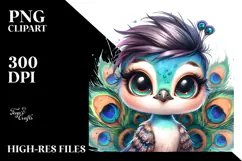 Cute Baby Peacock with Cool Haircut PNG Product Image 2
