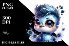 Cute Baby Peacock with Cool Haircut PNG Product Image 2