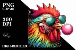 Colorful Chicken Portrait Sublimation Clipart Product Image 1