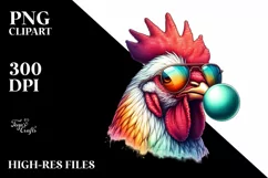Colorful Chicken Portrait Sublimation Clipart Product Image 3