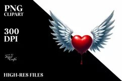 Simple Digital Painting Heart Wings PNG Product Image 2