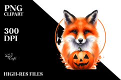 Watercolor Fox Halloween Design, PNG Product Image 2