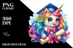 Baby Unicorn with Diploma PNG Product Image 1