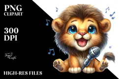 Cute Baby Lion with Singer Look PNG Product Image 2