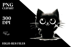 Washed Funny Black Cat PNG Product Image 2