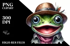 Watercolor Frog with Big Eyes Clipart Product Image 3