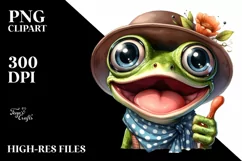 Watercolor Frog with Big Eyes Clipart Product Image 1