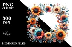 Colorful Sunflower Abstract Frame | Sublimation Clipart Product Image 1