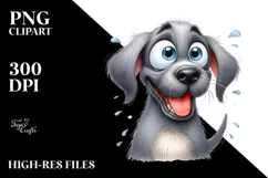 Cute Cartoon Great Dane with Big Eyes PNG Product Image 2