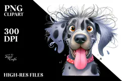 Cute Cartoon Great Dane with Big Eyes PNG Product Image 2