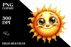 Simple Funny Sun with Big Eyes, Transparent PNG Product Image 1