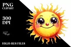 Simple Funny Sun with Big Eyes, Transparent PNG Product Image 1