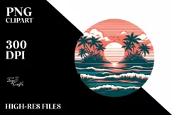 Vintage Tropical Island Sunset | Sublimation | Clipart Product Image 1