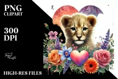 Pastel Baby Lion with Heart PNG Product Image 2