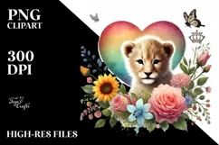 Pastel Baby Lion with Heart PNG Product Image 2
