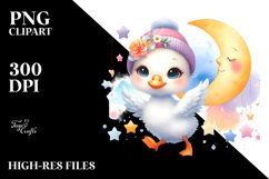 Colorful Baby Snow Goose with Moon | Clipart Product Image 3