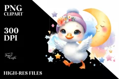 Colorful Baby Snow Goose with Moon | Clipart Product Image 3