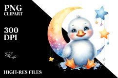 Colorful Baby Snow Goose with Moon | Clipart Product Image 1
