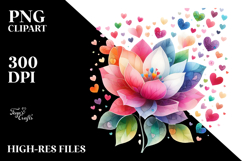 Colorful Pastel Flower with Heart Petals PNG Product Image 2
