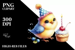 Cute High-Details Bird with Party Hat PNG Product Image 3